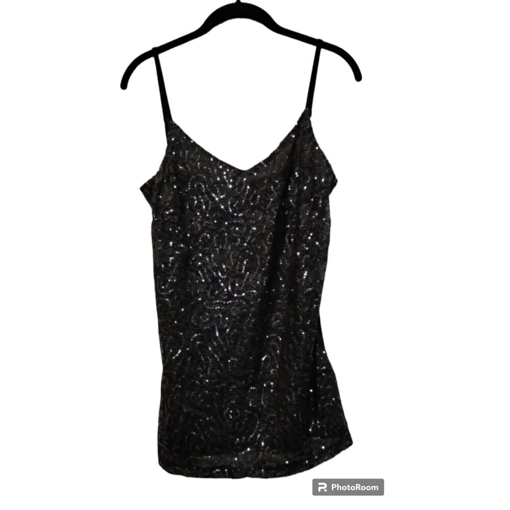 Vanity Sparkle black‎ inner lined cami top